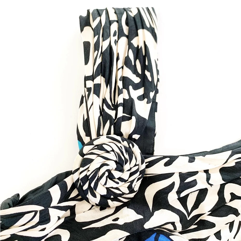 SILKS BY ST. GILLAN Vibrant Floral Abstract Leaf Print Silk Wiggle Dress - Picture 8 of 15